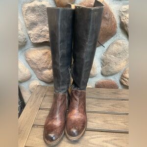 BED STU Knee Hi MANCHESTER Distressed RUSTIC LaceUp Blk/brn Boots 7.5